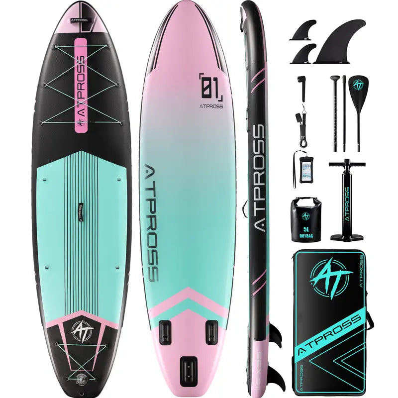 [Fallpick] Unisex Inflatable Paddleboard for Adults, 11'6"X35" Wide Wood Grain SUP with Sit/Stand Seat, 450Lbs Cap, Non-Slip Deck, Complete Kit with 600D Oxford Bag & Paddle, Abrasion-Resistant, for Yoga, Fishing, SUP Boarding, Beginners, Travel
