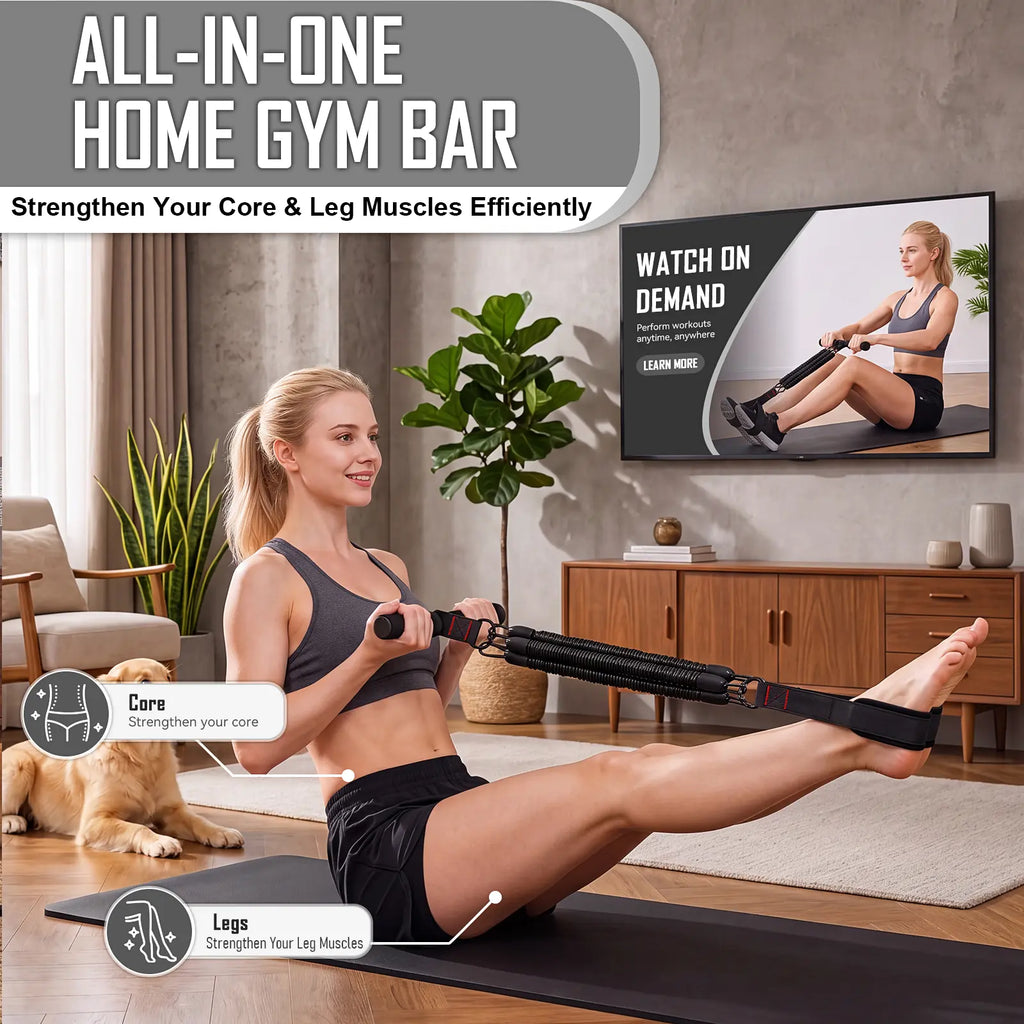 Pedal Resistance Band and Ankle Resistance Bands Set with Cuffs - Portable Home Gym Equipment for Core Pilates, Sit-Ups, and Full Body Workouts
