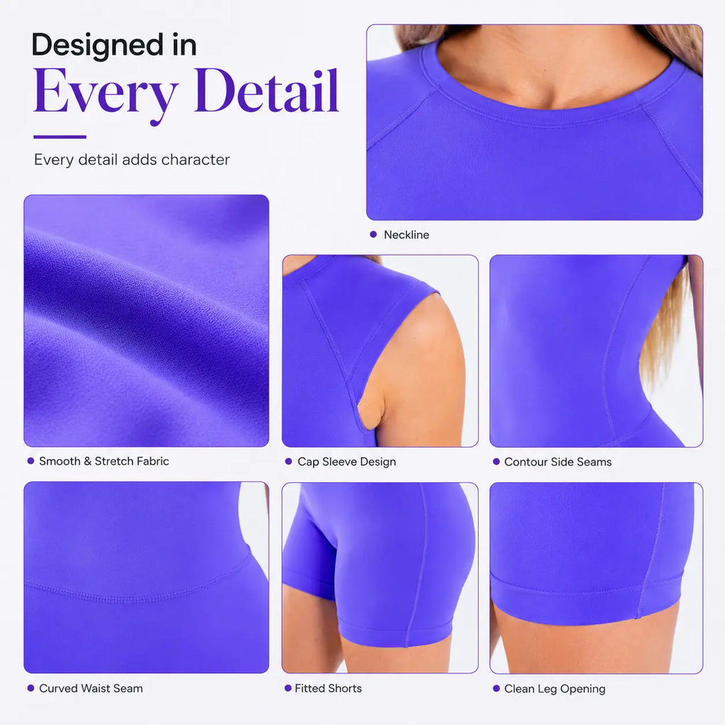 Women's High-Stretch Sleeveless Crew Neck Athletic Bodysuit with Tummy Control and Butt Lifting Features for Gym and Pilates