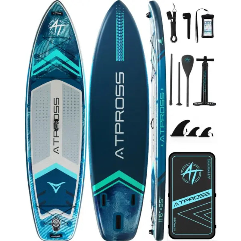 [Fallpick] Unisex Inflatable Paddleboard for Adults, 11'6"X35" Wide Wood Grain SUP with Sit/Stand Seat, 450Lbs Cap, Non-Slip Deck, Complete Kit with 600D Oxford Bag & Paddle, Abrasion-Resistant, for Yoga, Fishing, SUP Boarding, Beginners, Travel