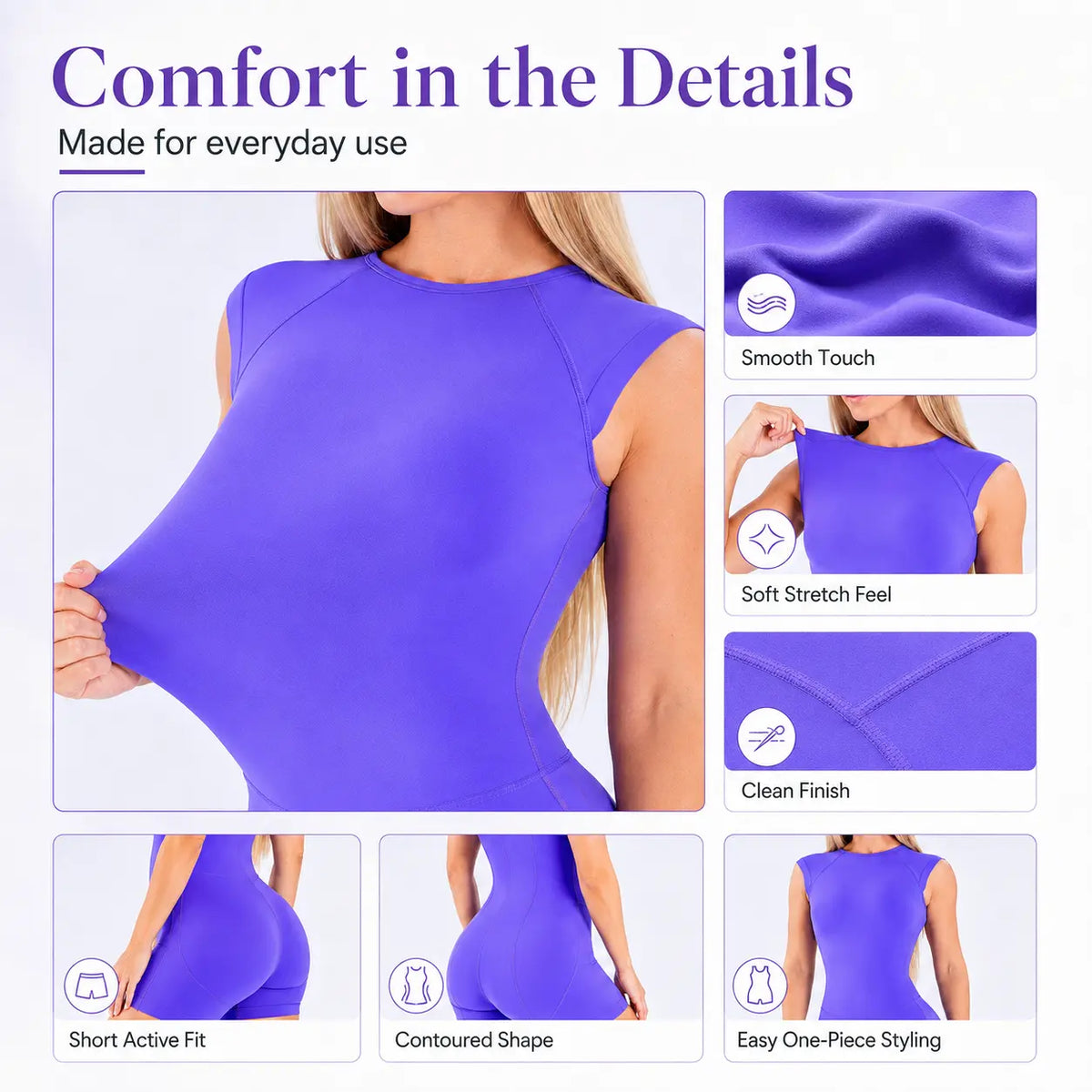 Women's High-Stretch Sleeveless Crew Neck Athletic Bodysuit with Tummy Control and Butt Lifting Features for Gym and Pilates