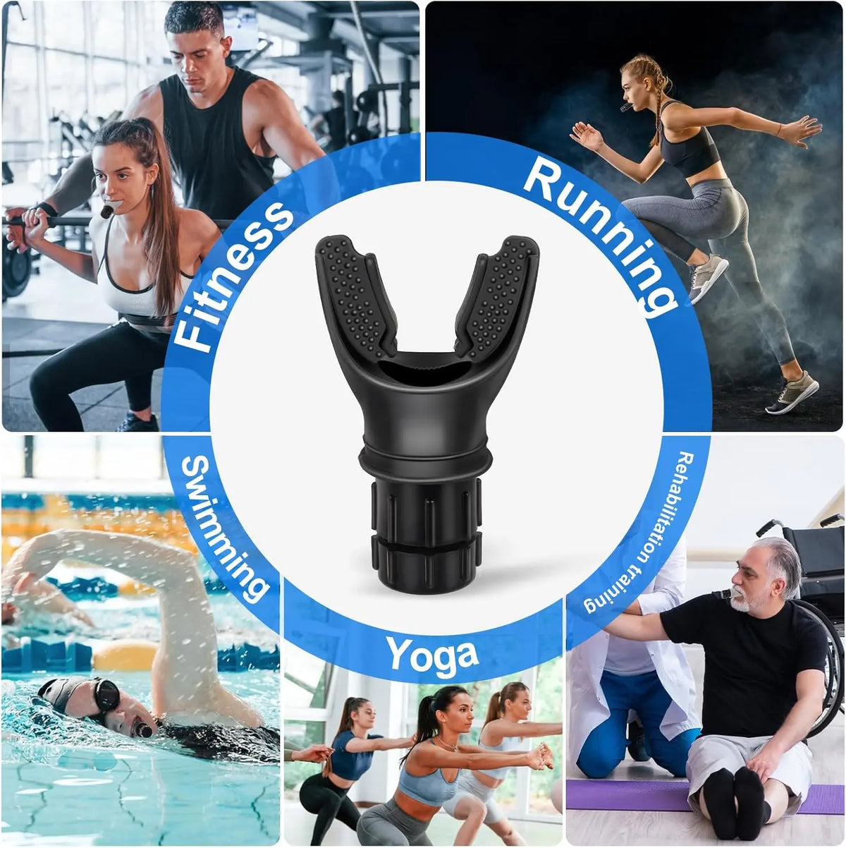 Adjustable Resistance Portable Breathing Trainer with Rotating Valve - Lightweight ABS Silicone, Compact Design for Enhanced Endurance in Running and Swimming