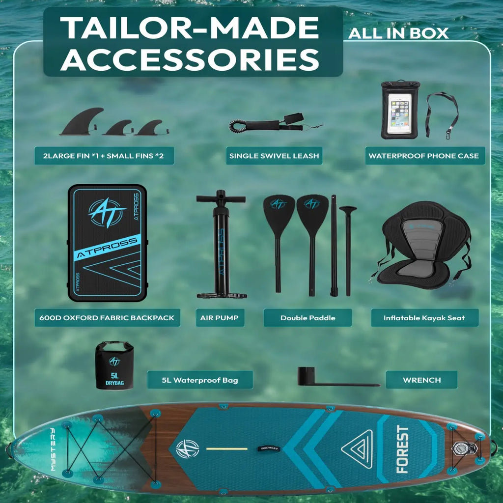[Fallpick] Unisex Inflatable Paddleboard for Adults, 11'6"X35" Wide Wood Grain SUP with Sit/Stand Seat, 450Lbs Cap, Non-Slip Deck, Complete Kit with 600D Oxford Bag & Paddle, Abrasion-Resistant, for Yoga, Fishing, SUP Boarding, Beginners, Travel