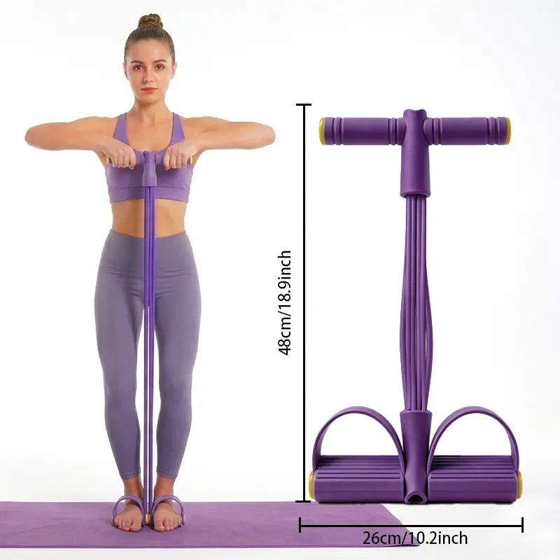 Heavy-Duty Multi-Functional Pedal Resistance Abdominal Crunch Fitness Equipment for Leg and Core Workouts - Portable Home Gym with Non-Slip Foot Pedal and Resistance Bands