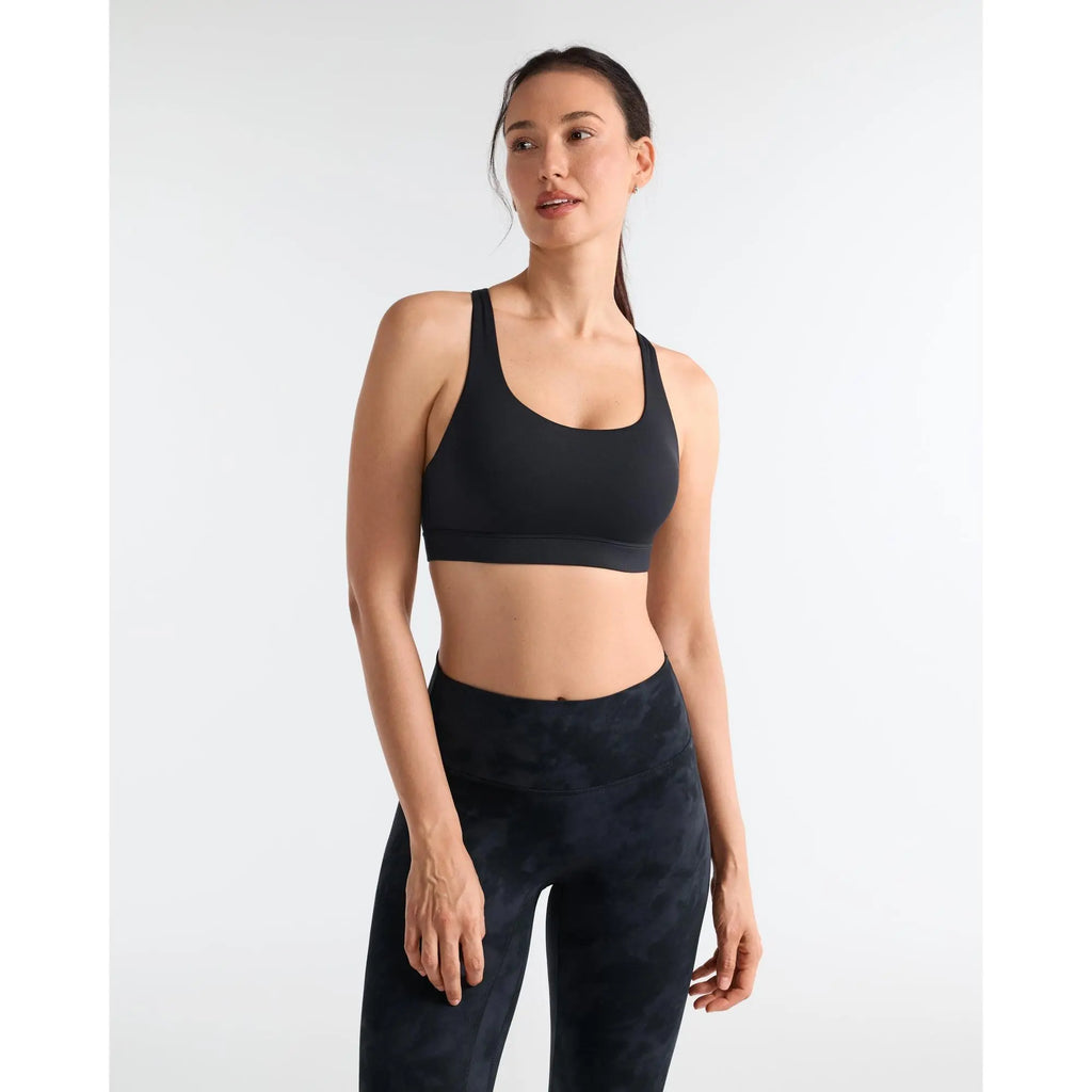 SOLBRACE U-Neck Cross Back Sports Bra - Removable Padded, Soft, High Stretch, Lightweight, Breathable Strappy Workout Tank Top for Yoga and Daily Wear