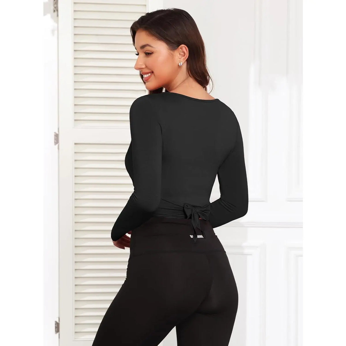 VIISHOW Women's Long Sleeve Tie Front Wrap Top - Bolero Shrug Crop Cardigan for Yoga, Ballet, and Pilates Activewear