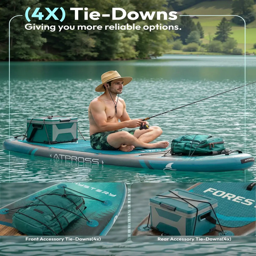 [Fallpick] Unisex Inflatable Paddleboard for Adults, 11'6"X35" Wide Wood Grain SUP with Sit/Stand Seat, 450Lbs Cap, Non-Slip Deck, Complete Kit with 600D Oxford Bag & Paddle, Abrasion-Resistant, for Yoga, Fishing, SUP Boarding, Beginners, Travel