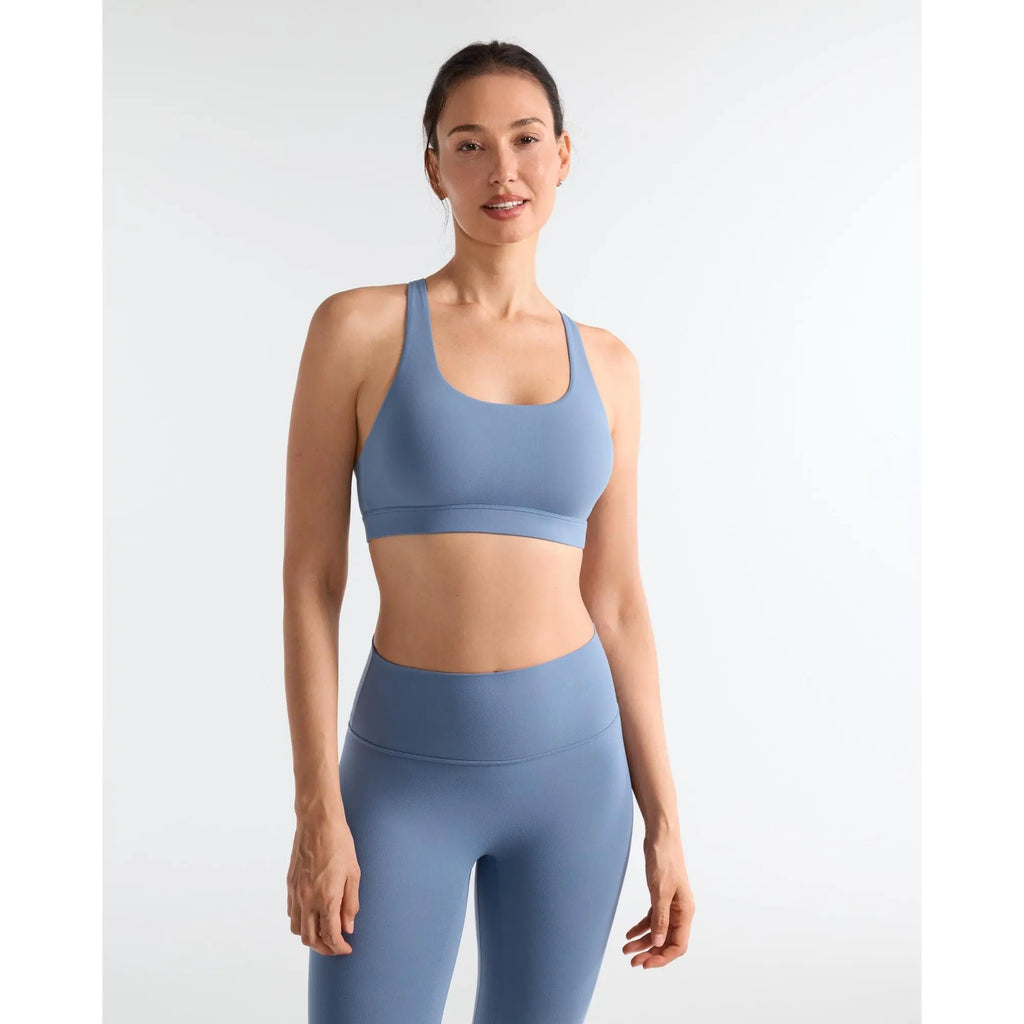 SOLBRACE U-Neck Cross Back Sports Bra - Removable Padded, Soft, High Stretch, Lightweight, Breathable Strappy Workout Tank Top for Yoga and Daily Wear