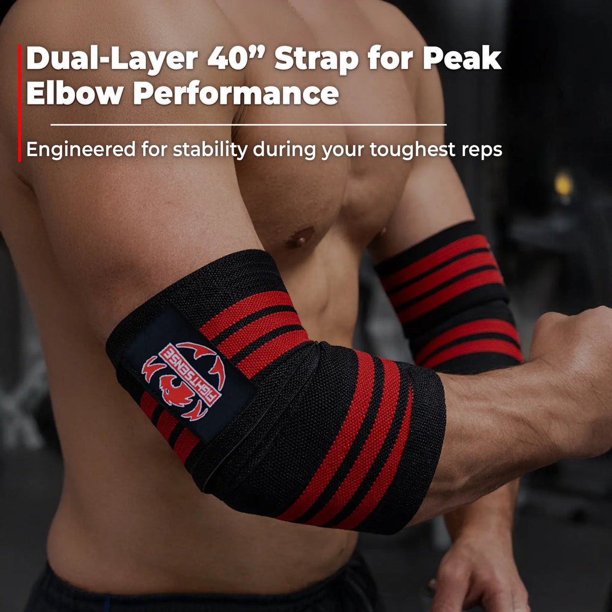 FIGHTSENSE Adjustable Weightlifting Elbow Wraps (1 Pair) – 40” Heavy Duty Compression Straps for Powerlifting, Gym Support, and Strength Training