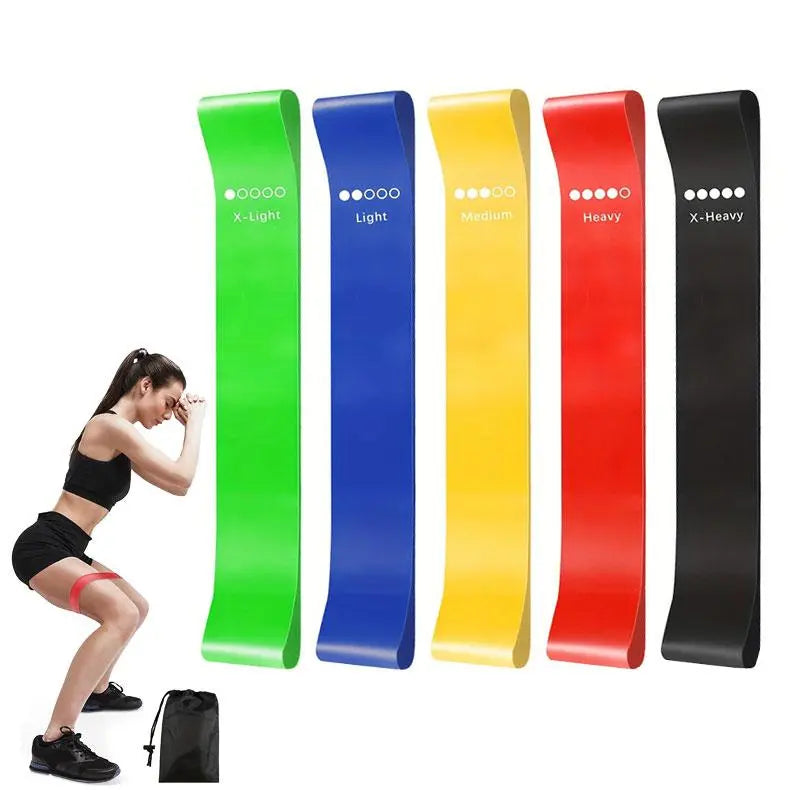 Resistance Band Set, 1- or 5-Count Yoga Pilates Elastic Bands, Fitness Stretch Bands for Leg and Arm Strength Training, Exercise Equipment for Home Gym, Home Workout Gear, Valentine'S Day Gift