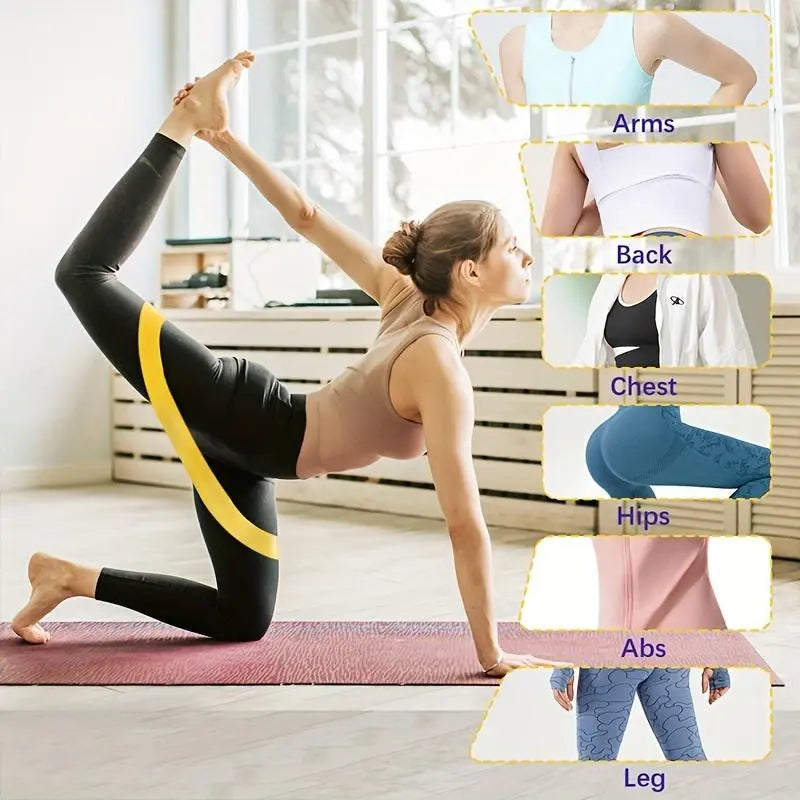 Resistance Band Set, 1- or 5-Count Yoga Pilates Elastic Bands, Fitness Stretch Bands for Leg and Arm Strength Training, Exercise Equipment for Home Gym, Home Workout Gear, Valentine'S Day Gift