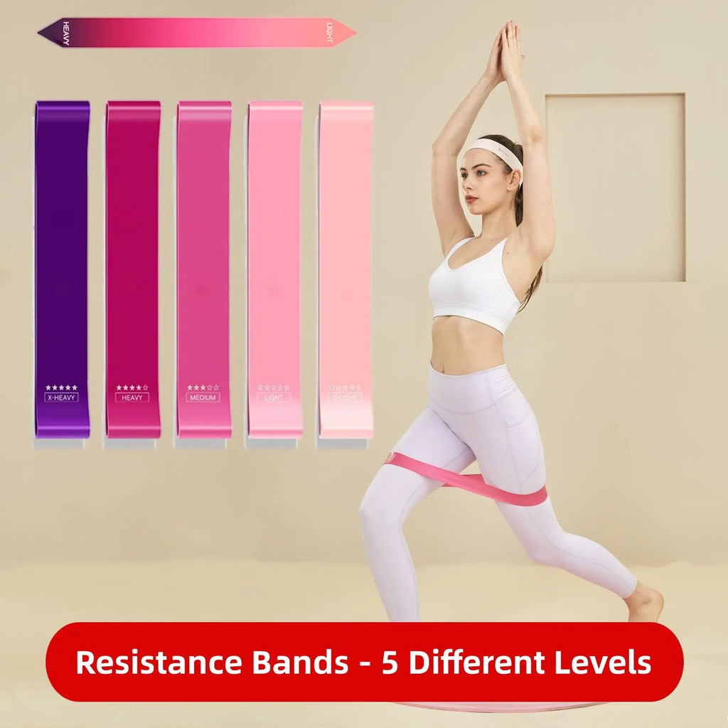 Resistance Band Set, 1- or 5-Count Yoga Pilates Elastic Bands, Fitness Stretch Bands for Leg and Arm Strength Training, Exercise Equipment for Home Gym, Home Workout Gear, Valentine'S Day Gift