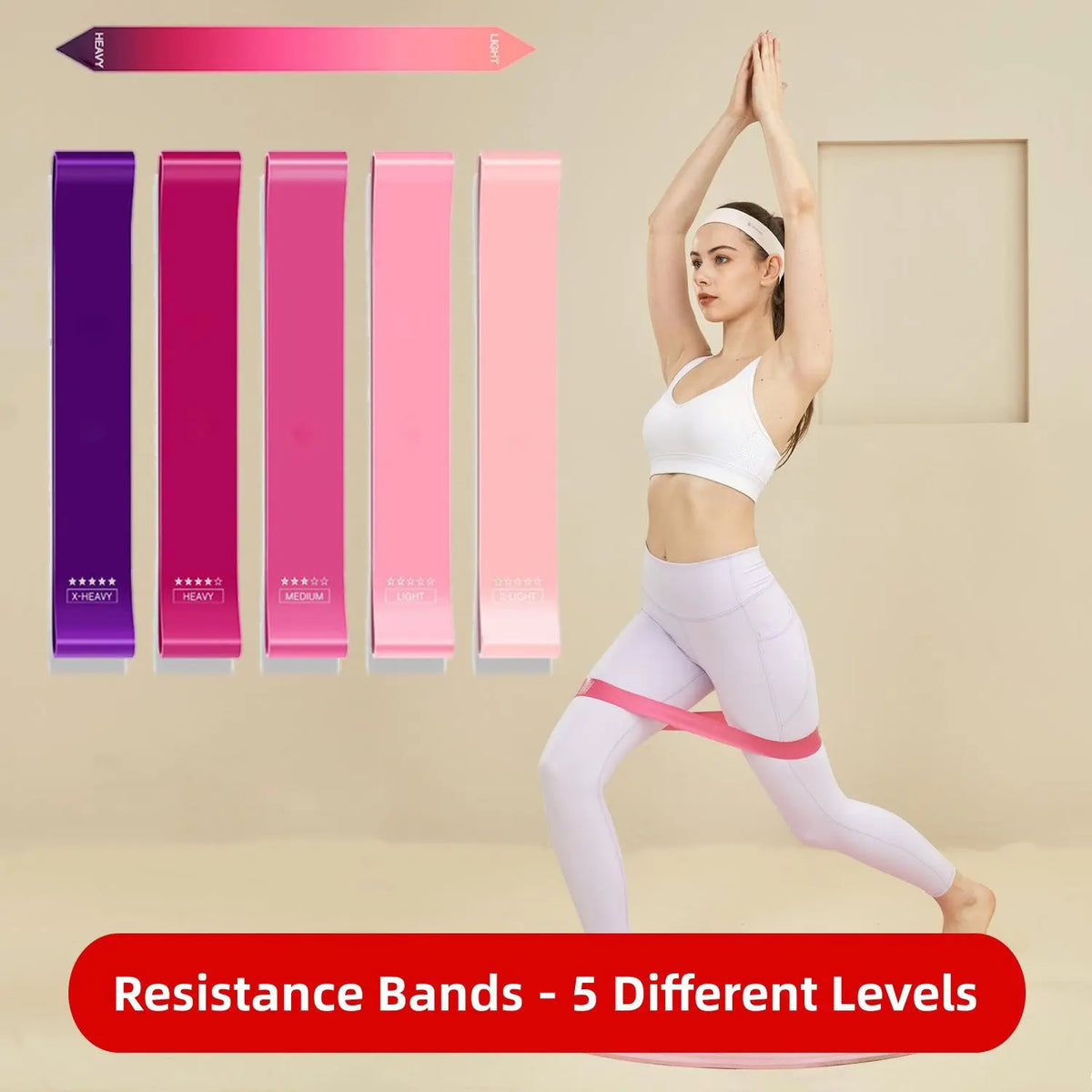 Resistance Band Set, 1- or 5-Count Yoga Pilates Elastic Bands, Fitness Stretch Bands for Leg and Arm Strength Training, Exercise Equipment for Home Gym, Home Workout Gear, Valentine'S Day Gift