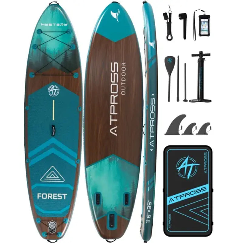 [Fallpick] Unisex Inflatable Paddleboard for Adults, 11'6"X35" Wide Wood Grain SUP with Sit/Stand Seat, 450Lbs Cap, Non-Slip Deck, Complete Kit with 600D Oxford Bag & Paddle, Abrasion-Resistant, for Yoga, Fishing, SUP Boarding, Beginners, Travel