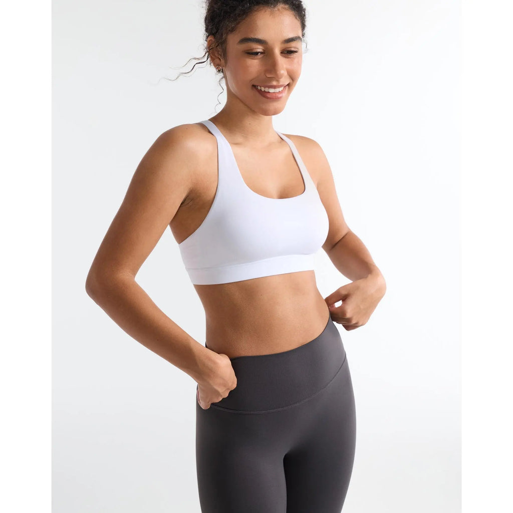 SOLBRACE U-Neck Cross Back Sports Bra - Removable Padded, Soft, High Stretch, Lightweight, Breathable Strappy Workout Tank Top for Yoga and Daily Wear