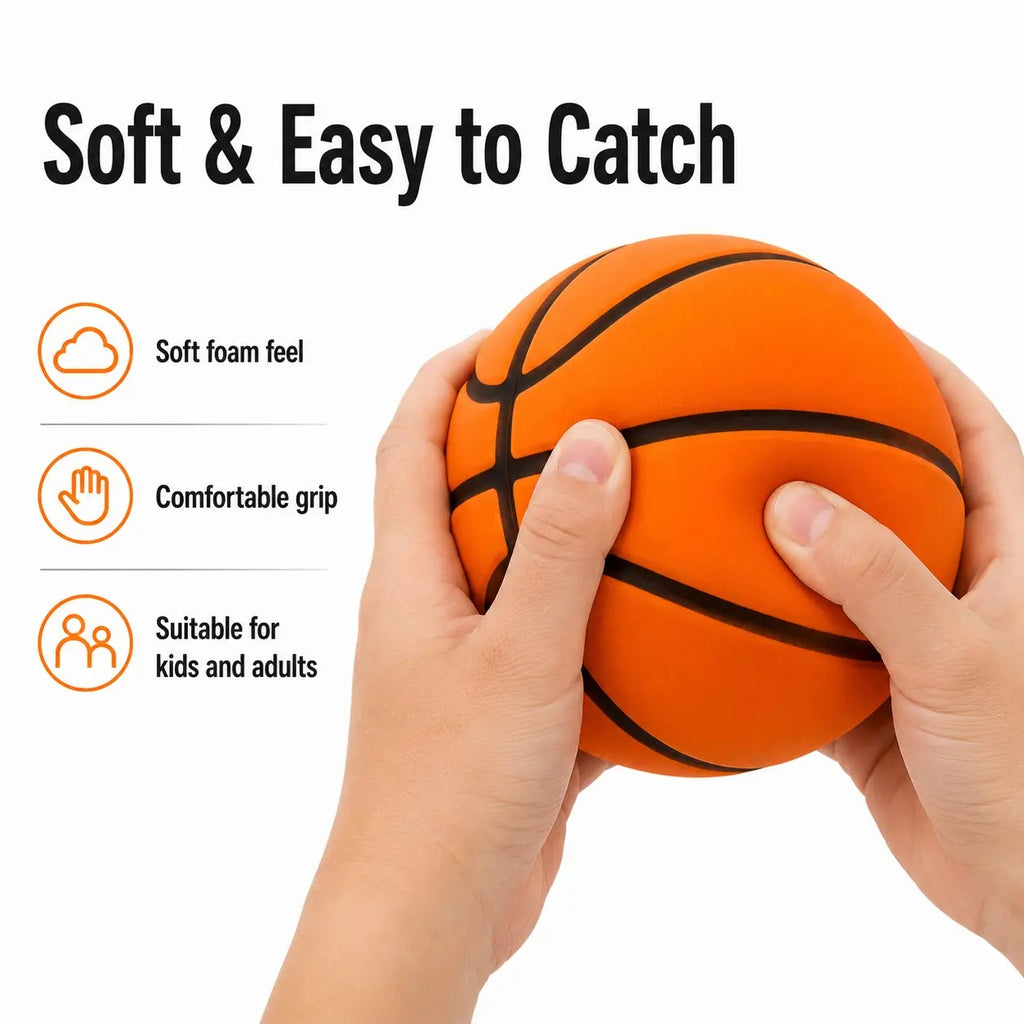 Quiet Indoor Basketball Set, Low Noise Basketball, Noise-Free Rebound Ball & Hoop, Quiet Practice Ball, Noiseless Rebound Ball and Hoop for Silent Indoor Play, Ball Sports Equipment