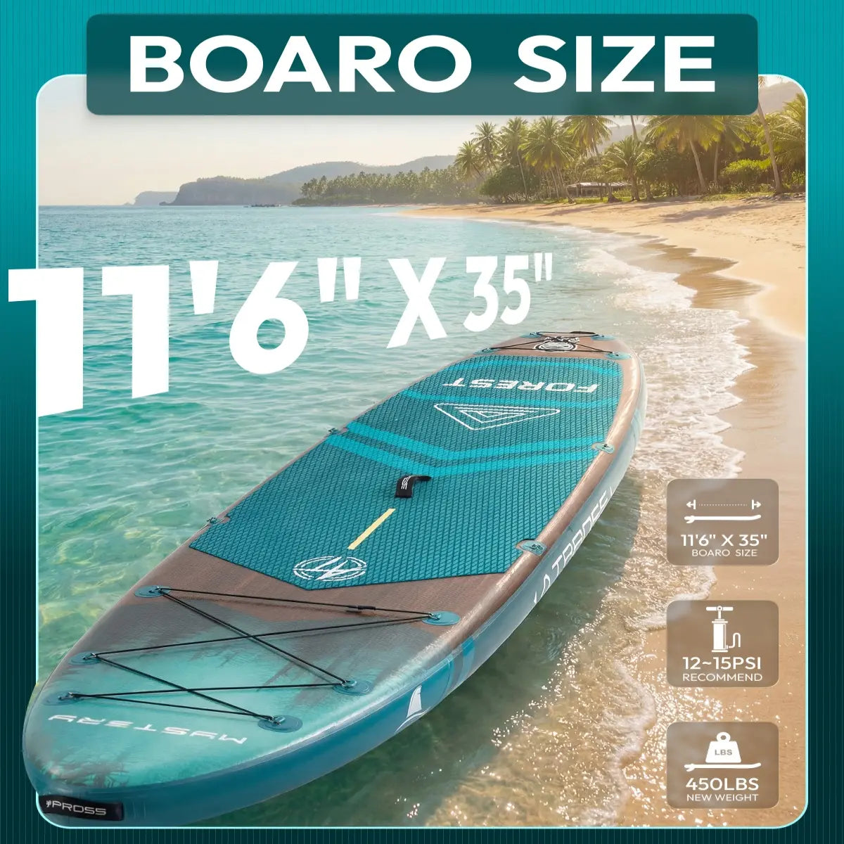 [Fallpick] Unisex Inflatable Paddleboard for Adults, 11'6"X35" Wide Wood Grain SUP with Sit/Stand Seat, 450Lbs Cap, Non-Slip Deck, Complete Kit with 600D Oxford Bag & Paddle, Abrasion-Resistant, for Yoga, Fishing, SUP Boarding, Beginners, Travel