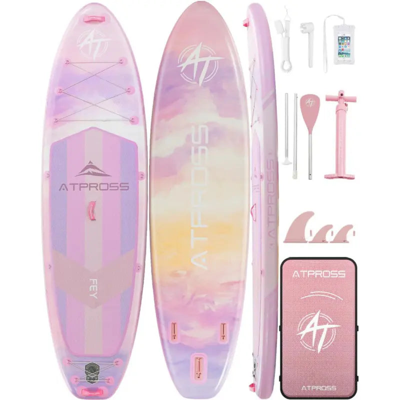 [Fallpick] Unisex Inflatable Paddleboard for Adults, 11'6"X35" Wide Wood Grain SUP with Sit/Stand Seat, 450Lbs Cap, Non-Slip Deck, Complete Kit with 600D Oxford Bag & Paddle, Abrasion-Resistant, for Yoga, Fishing, SUP Boarding, Beginners, Travel