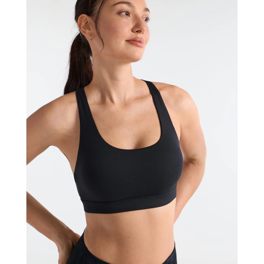 SOLBRACE U-Neck Cross Back Sports Bra - Removable Padded, Soft, High Stretch, Lightweight, Breathable Strappy Workout Tank Top for Yoga and Daily Wear