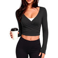 VIISHOW Women's Long Sleeve Tie Front Wrap Top - Bolero Shrug Crop Cardigan for Yoga, Ballet, and Pilates Activewear
