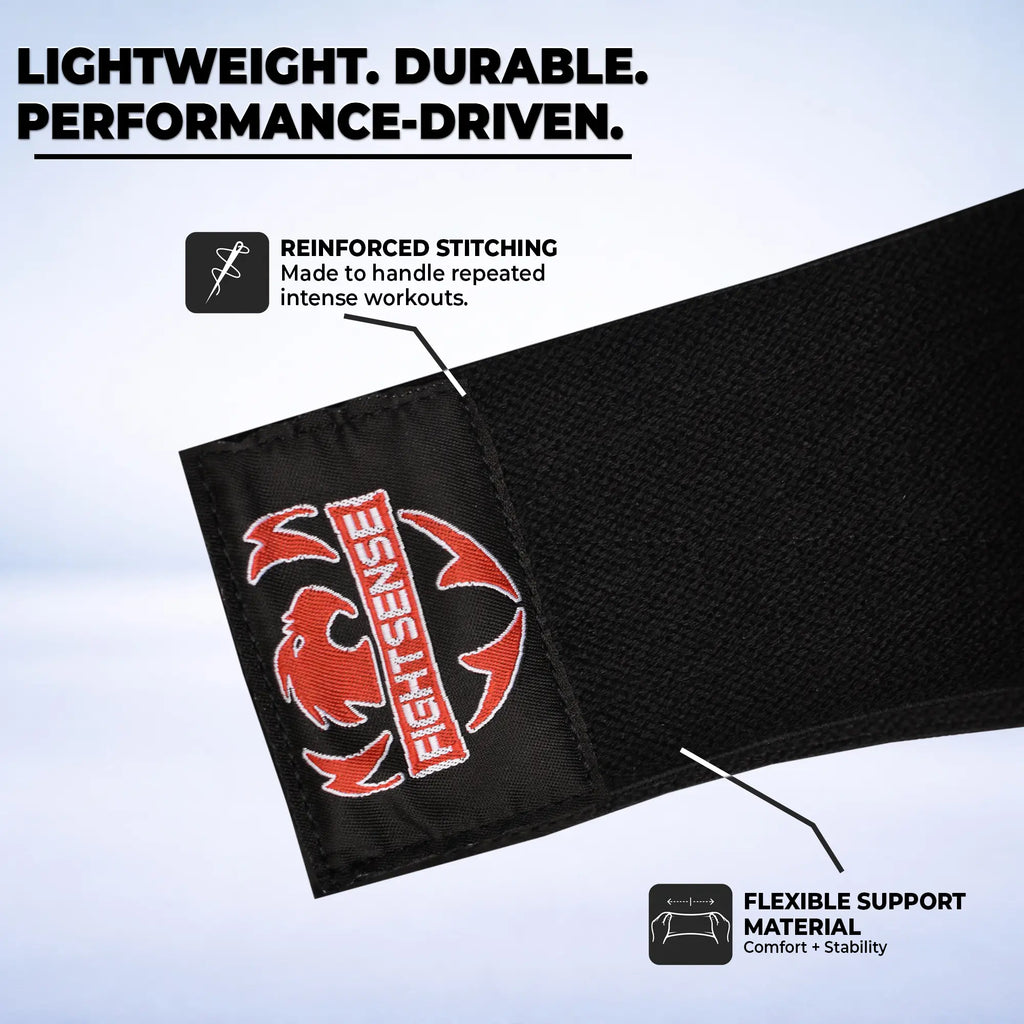 FIGHTSENSE Adjustable Weightlifting Elbow Wraps (1 Pair) – 40” Heavy Duty Compression Straps for Powerlifting, Gym Support, and Strength Training